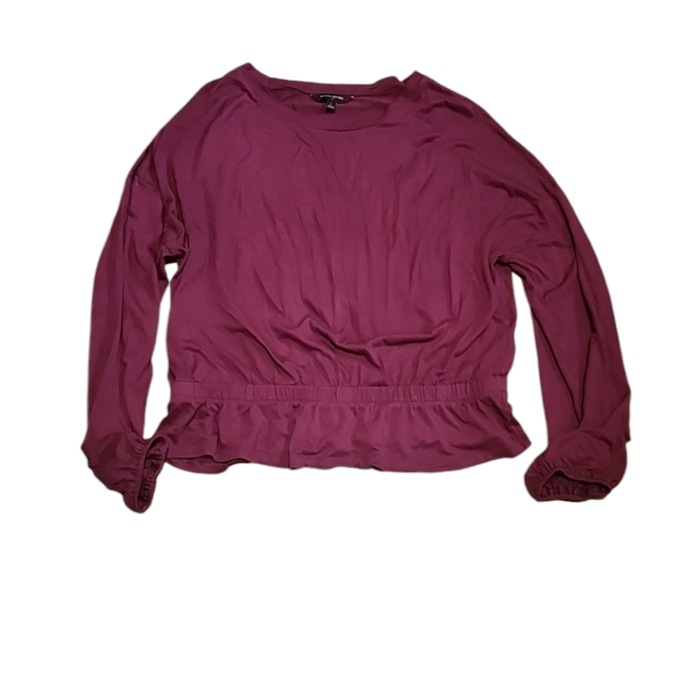 Banana Republic long sleeve burgundy peplum t shirt